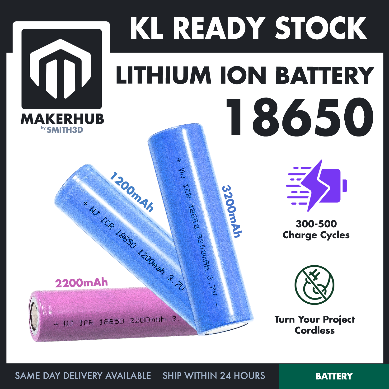 18650 Li-Ion Battery (1200mAh)