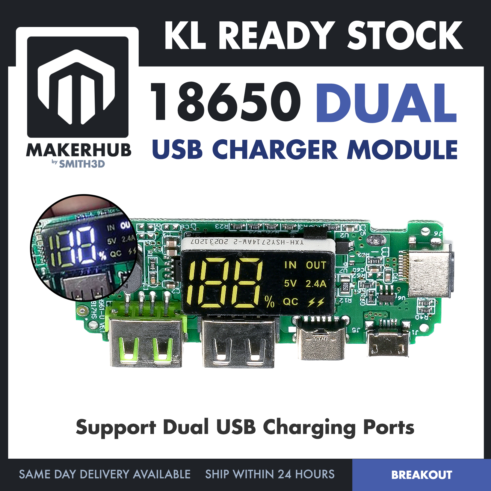 18650 DUAL USB MODULE